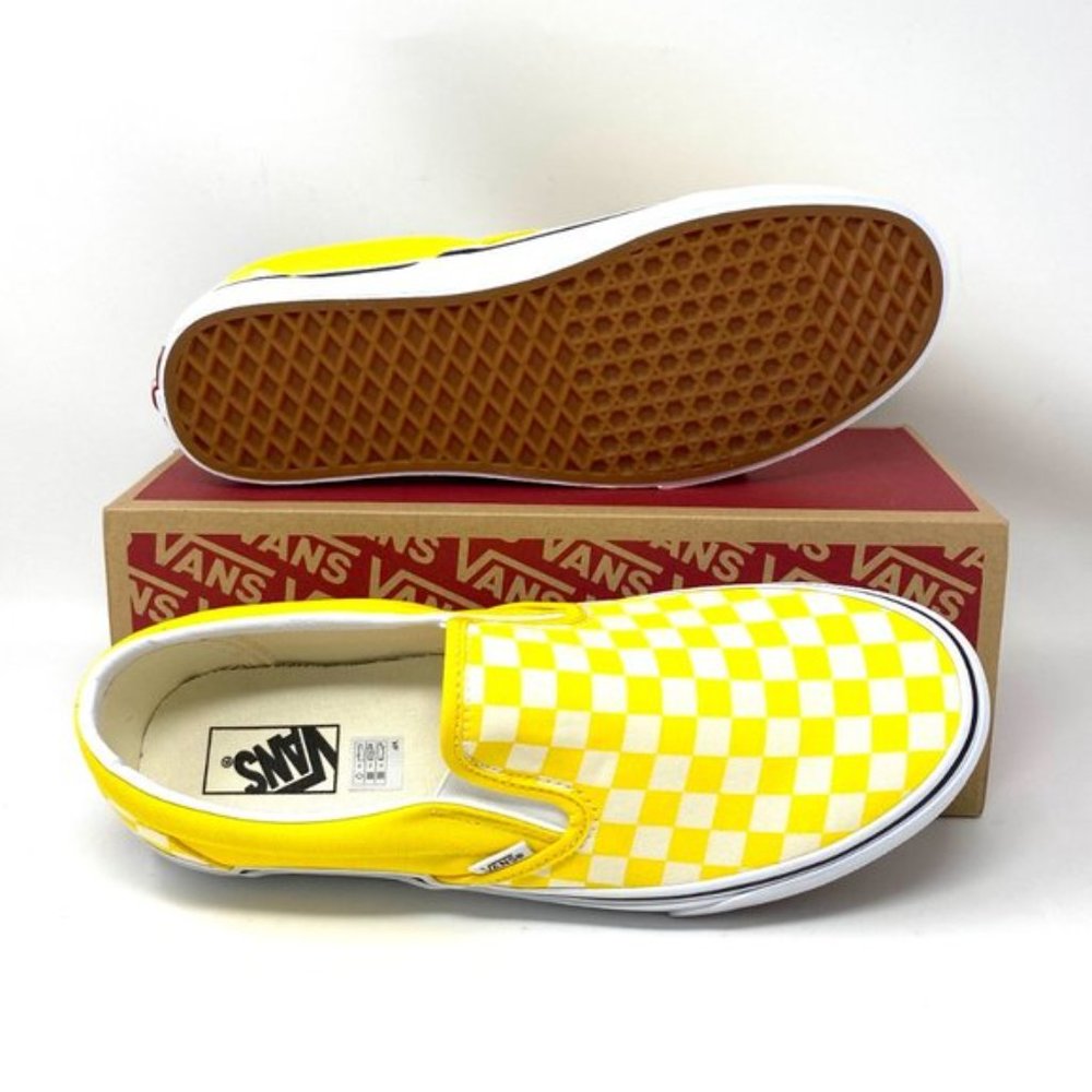💖MEGA SALE💖VANS Men's CLASSIC Slip On Checkerboard Cyber Yellow VN0A33TB42Z - Picture 4 of 11
